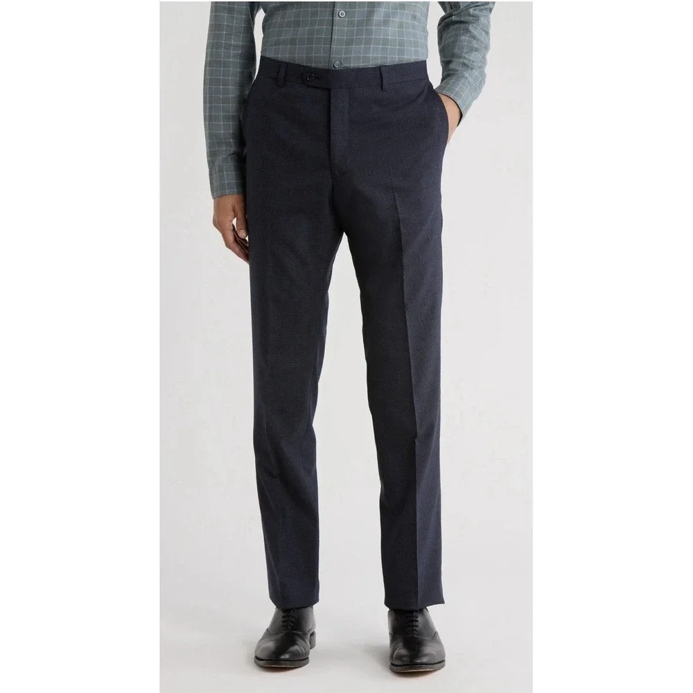 John Varvatos Men Size 33 Bedford-NN Wool‎ Suit Pants Navy Unhemmed